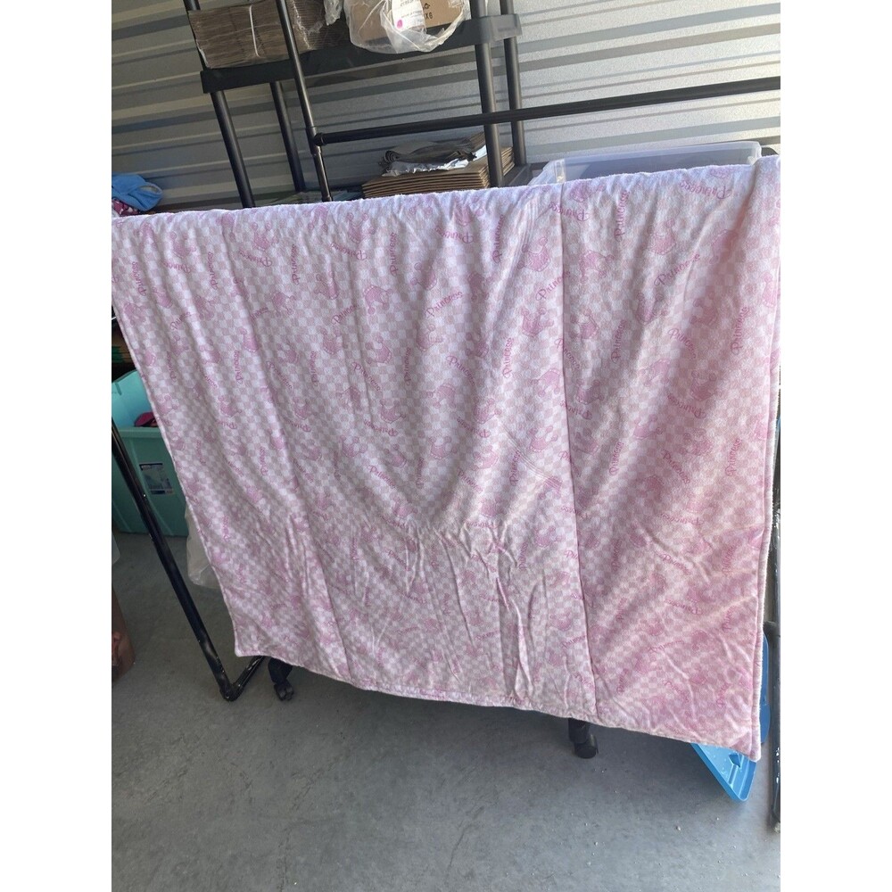 Pink Princess Quillow Blanket Pillow Checkered Toddler Child Folding Throw⁠